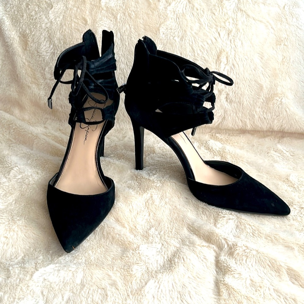 Jessica Simpson Caleya 4” Black Suede Heels 8M